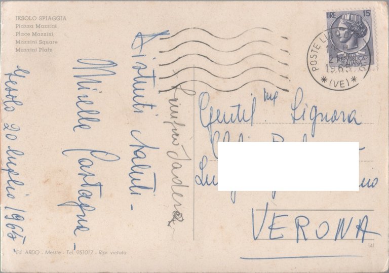 Jesolo. Mazzini. Viaggiata 1965 | Immagine Gallery 2