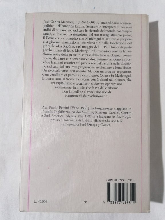 José Carlos Mariategui E Il Socialismo Moderno Libro Petrini ETS …