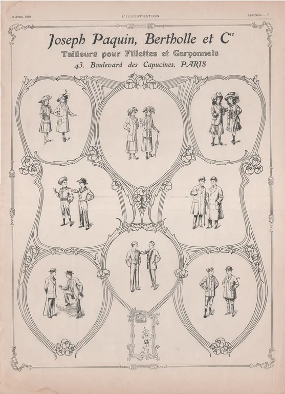 Joseph Paquin Bertholle et C.ie tailleur pour fillettes et garsonets. …