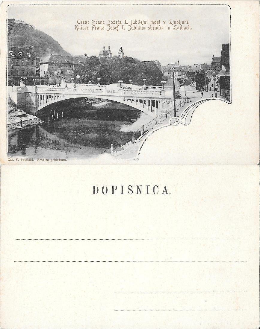 Kaiser Franz Josef I. Jubiläumsbrücke in Laibach/Ljubljana . Non viaggiata | Immagine principale