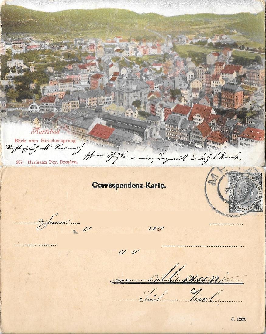 Karlsbad. Blick vom Hirschensprung. Viaggiata 1904 | Immagine principale