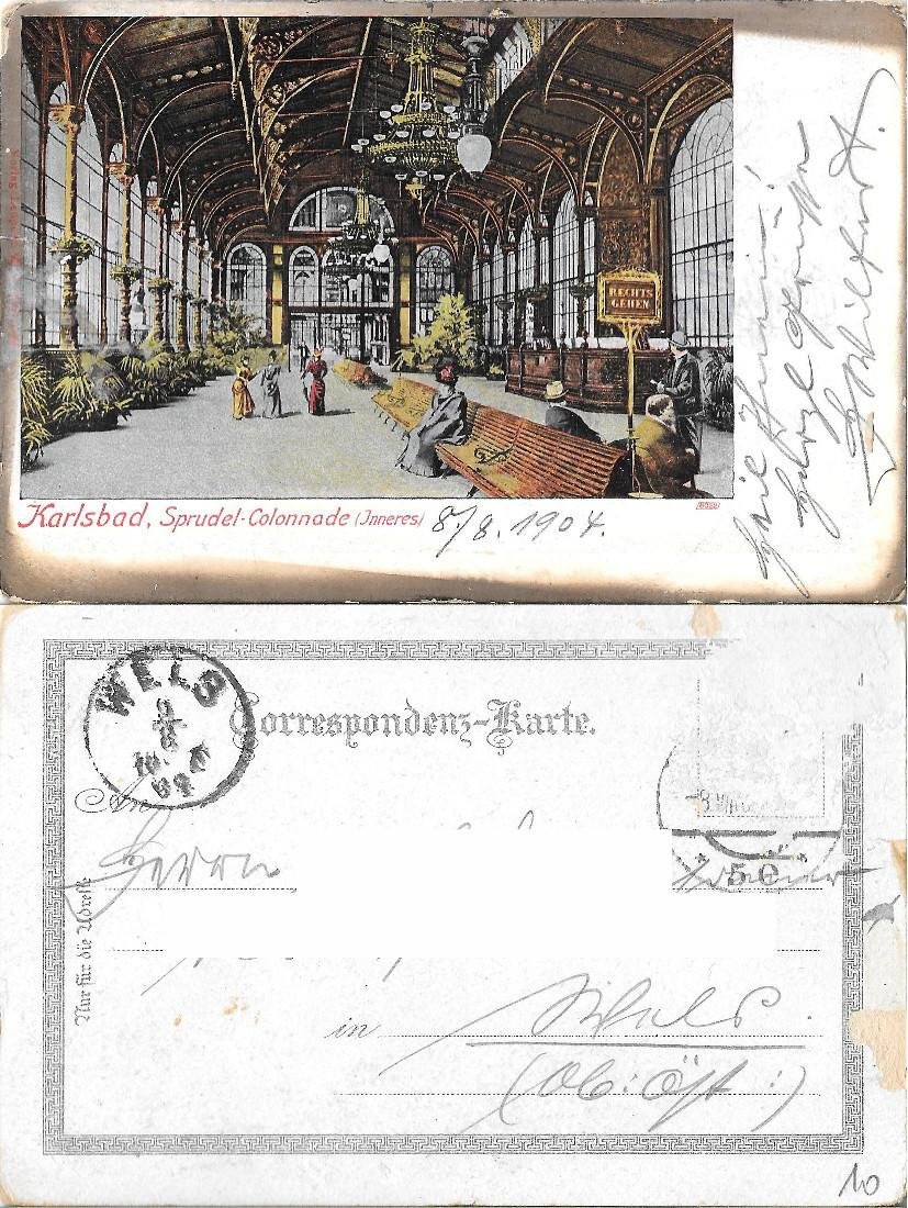 Karlsbad. Sprudel-Colonnade, Inneres. Viaggiata 1904 | Immagine principale