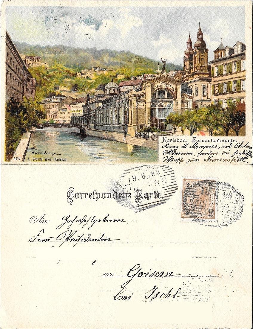 Karlsbad, Sprudelcolonade. Viaggiata 1899 | Immagine principale