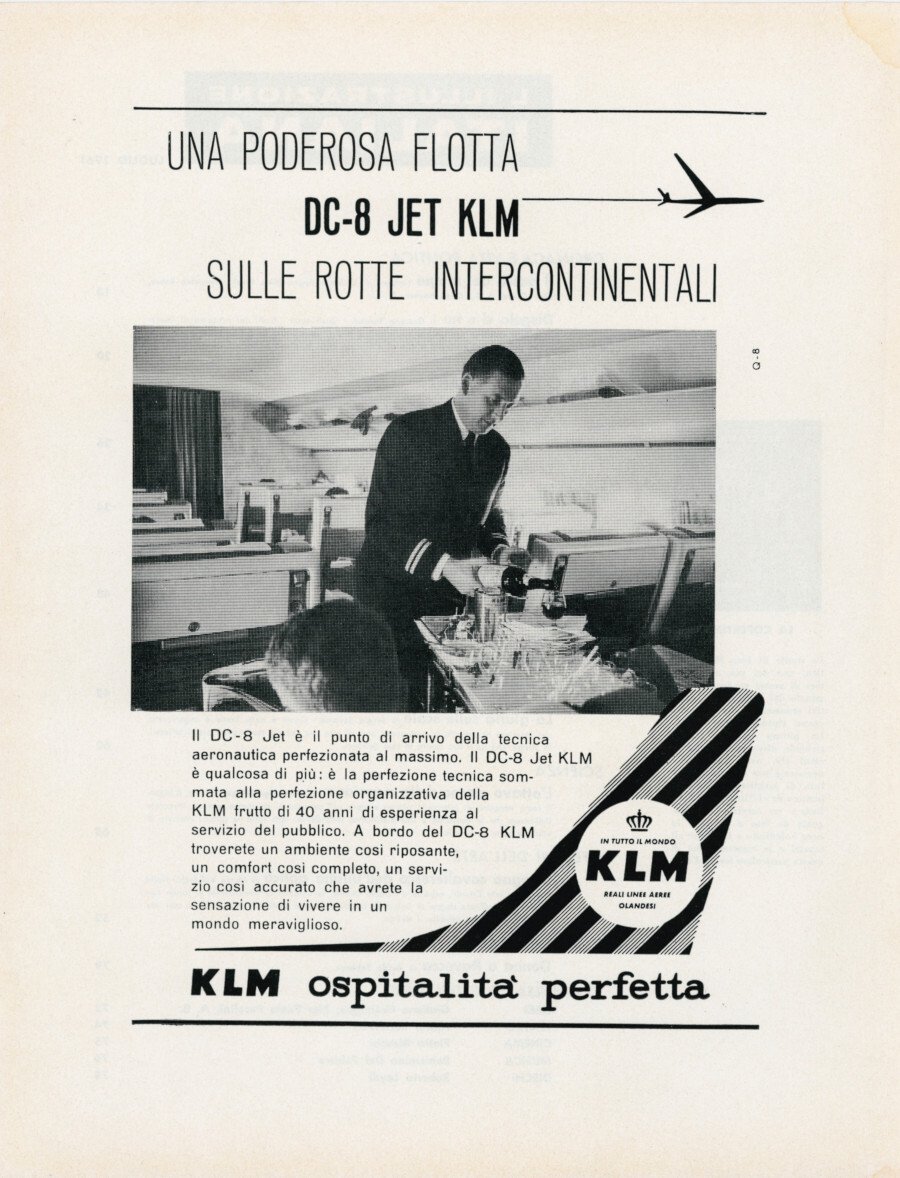 KLM. Una poderosa flotta DC-8 Jet. Advertising 1962 | Immagine principale
