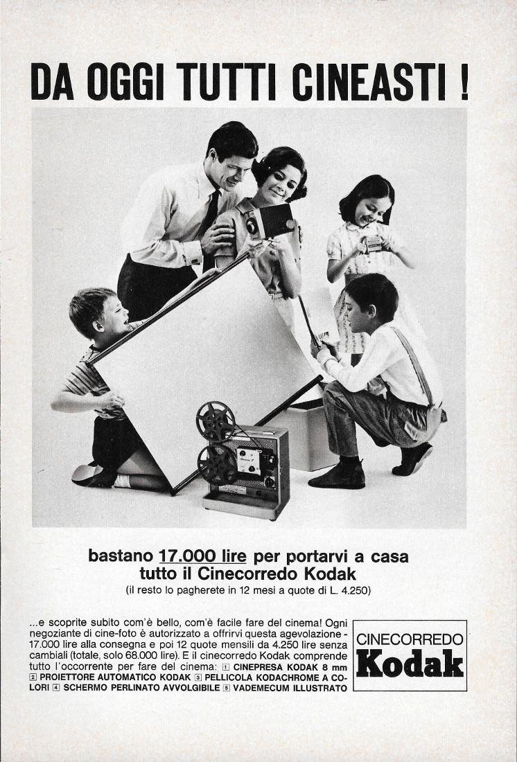 Kodak, Cinecorredo. Da oggi tutti cineasti. Advertising 1965 | Immagine principale