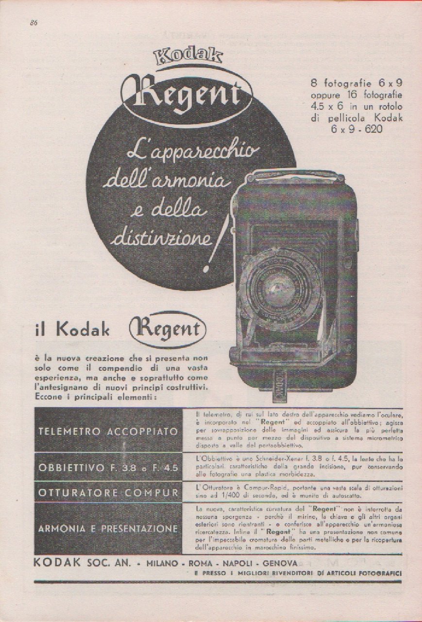 Kodak Regent 6x9. Advertising 1937 | Immagine principale