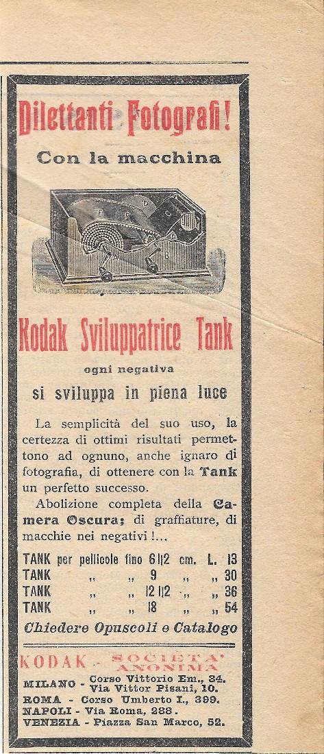 Kodak sviluppatrice tank. Advertising 1912 | Immagine principale