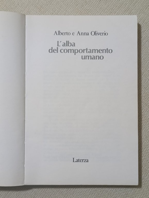 L'alba del comportamento umano