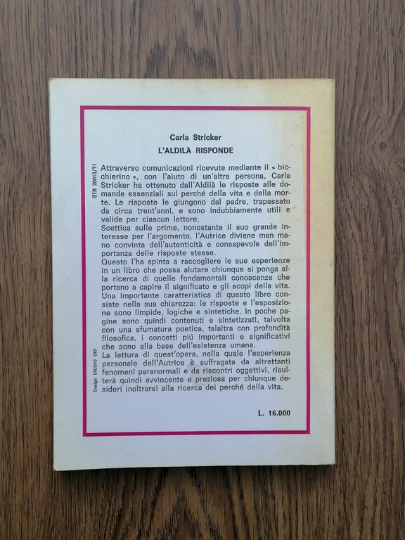 L'Aldilà Risponde Libro Carla Stricker Hermes Medianità 1988 Prefazione Giovetti