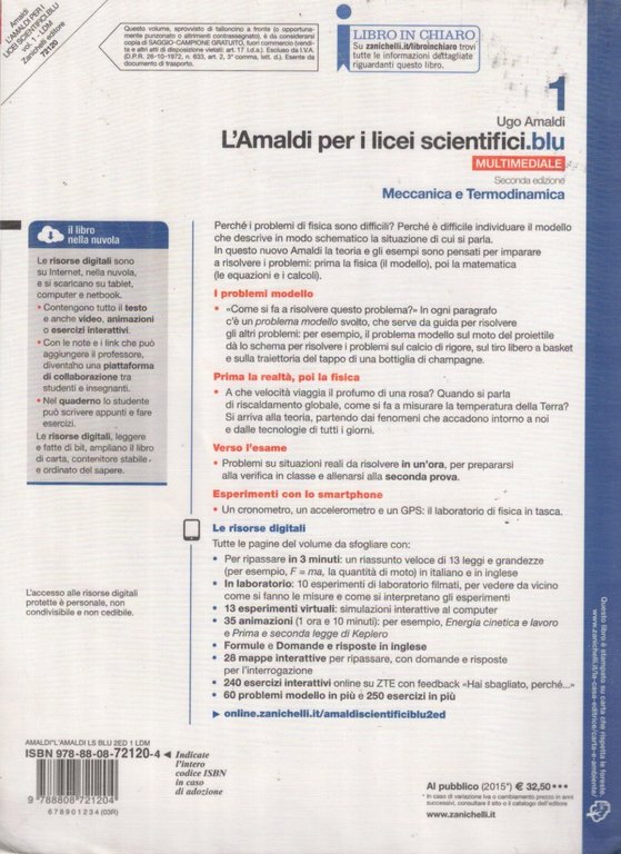 L'Amaldi per i Licei Scientifici Blu 1 Meccanica Termodinamica 9788808721204