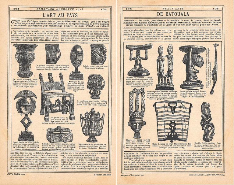 L'art au pays de Batoula. Stampa 1923, doppia pagina