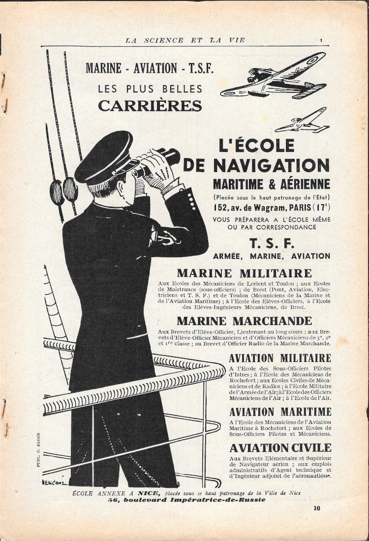 L'Ecole de Navigation Maritime &amp; Aérienne - Advertising 1939 | Immagine principale