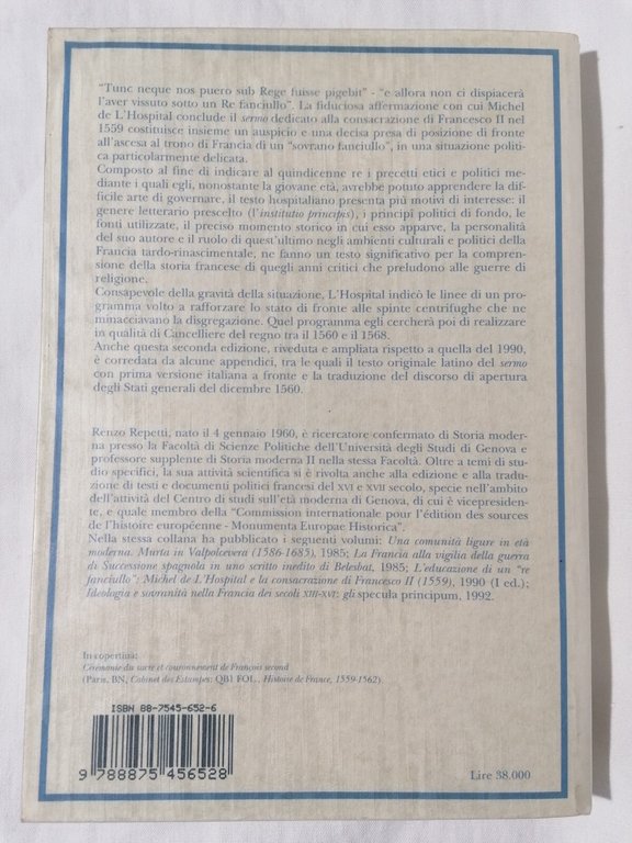 L'Educazione Di Un Re Fanciullo Michel De L'Hospital Francesco II …