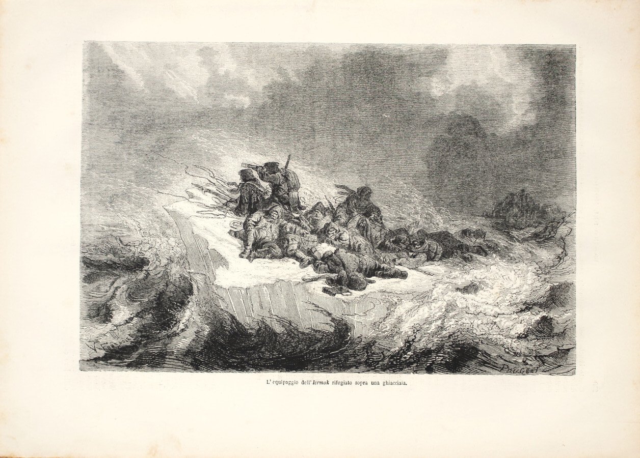 L'equipaggio dell'Iermak rifugiato sopra una ghiacciaia. Stampa 1863 | Immagine principale