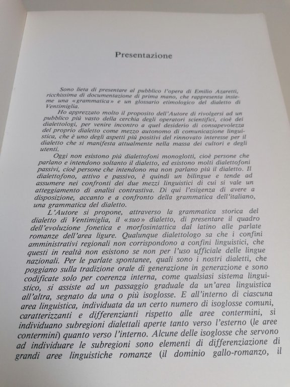 L'Evoluzione Dei Dialetti Liguri Libro Grammatica Storica Ventimigliese Azaretti