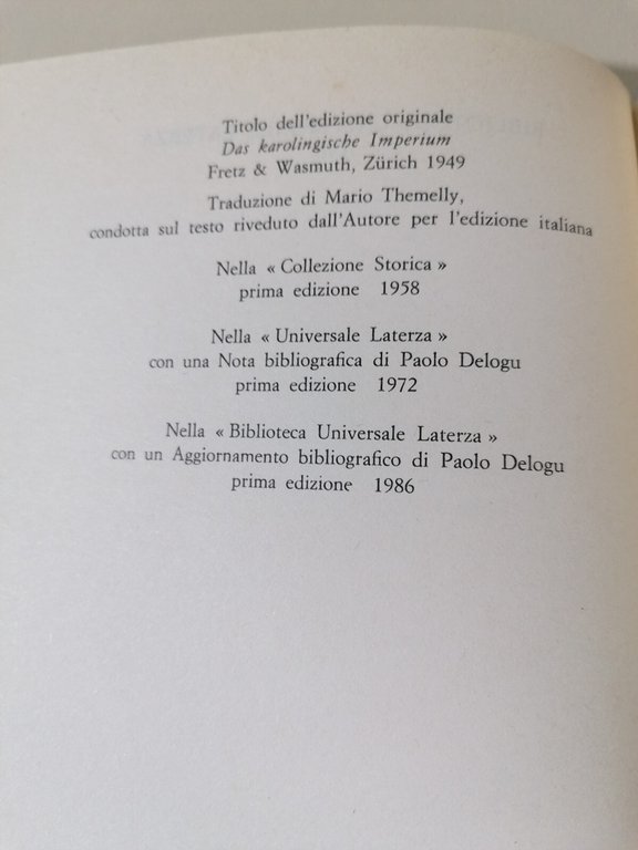 L'Impero Carolingio Libro Fichtenau Universale Laterza 1^ Edizione 1986 Pepe