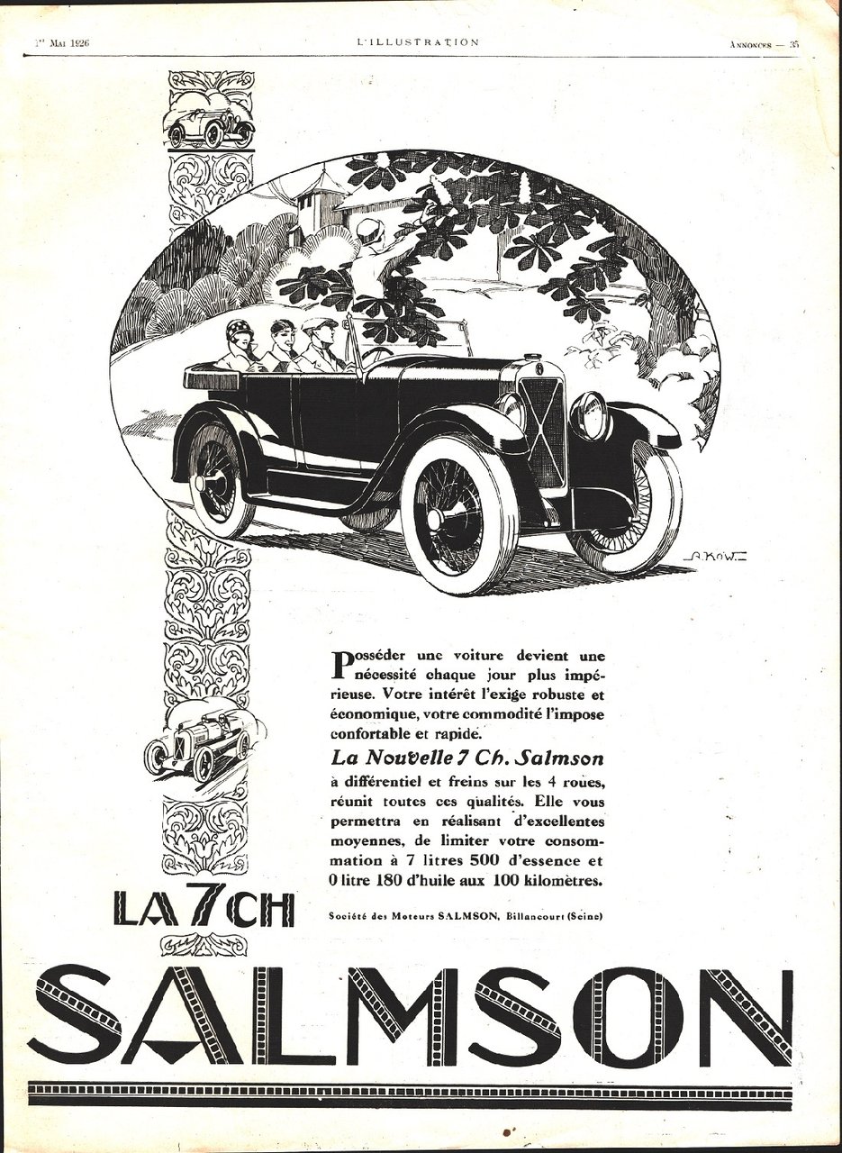 La 7 ch Salmson. Advertising 1926 | Immagine principale