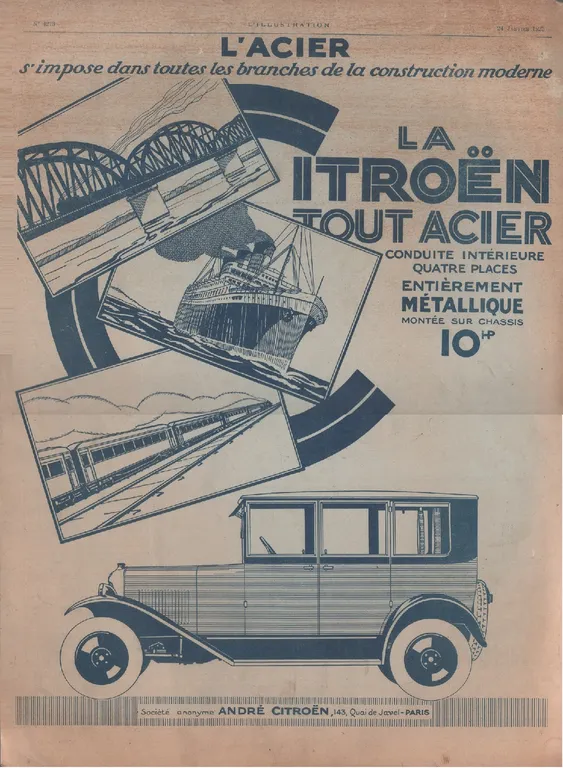 La Citroen tout acier. Advertising 1925