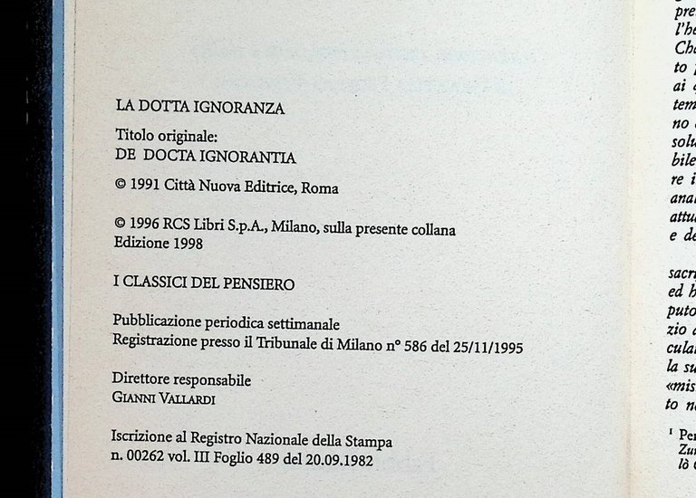 La Dotta Ignoranza. I Classici del Pensiero Fabbri | Immagine Gallery 6