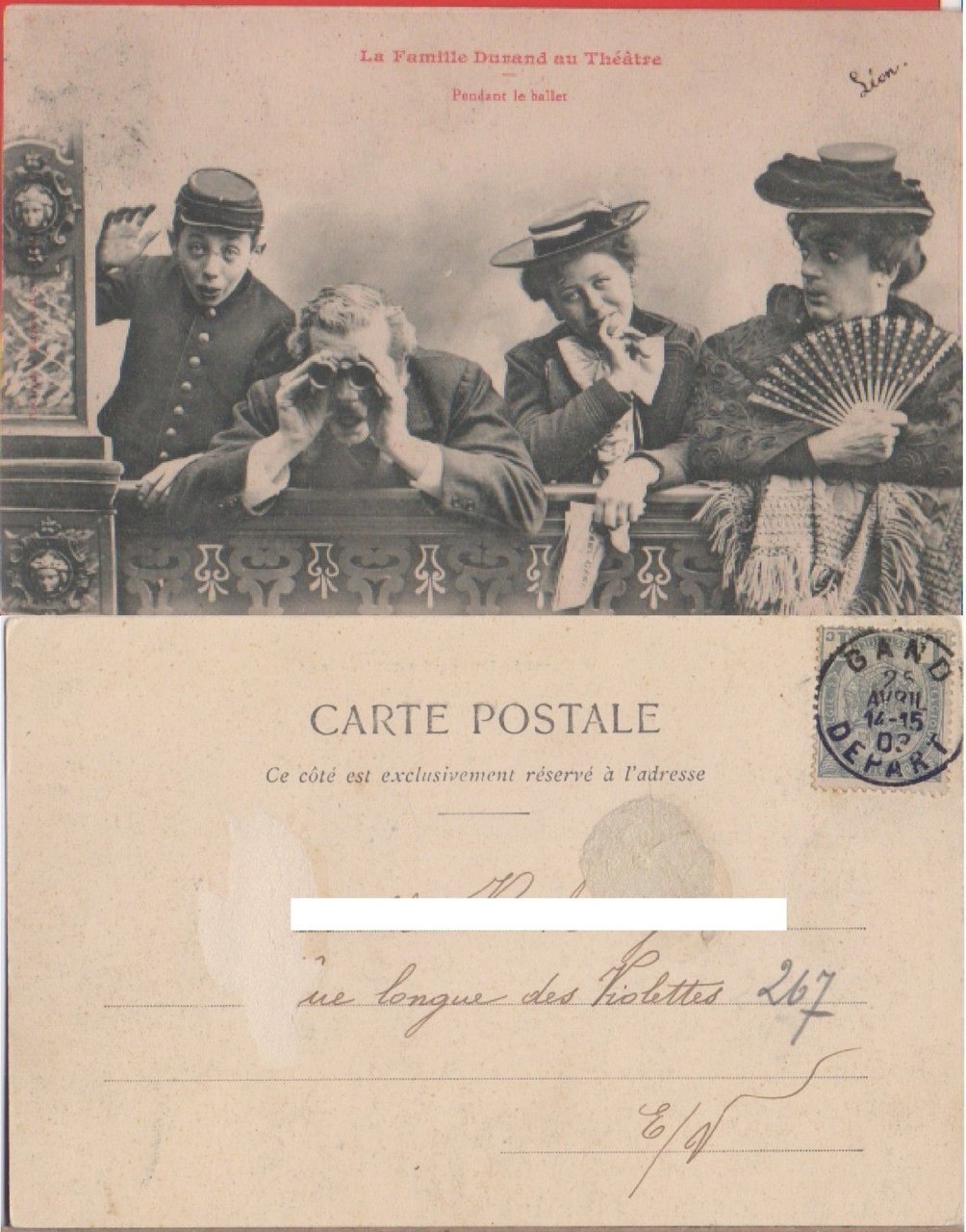 La Famille Durand au Teatre. Pendant le ballet. Viaggiata 1903 | Immagine principale