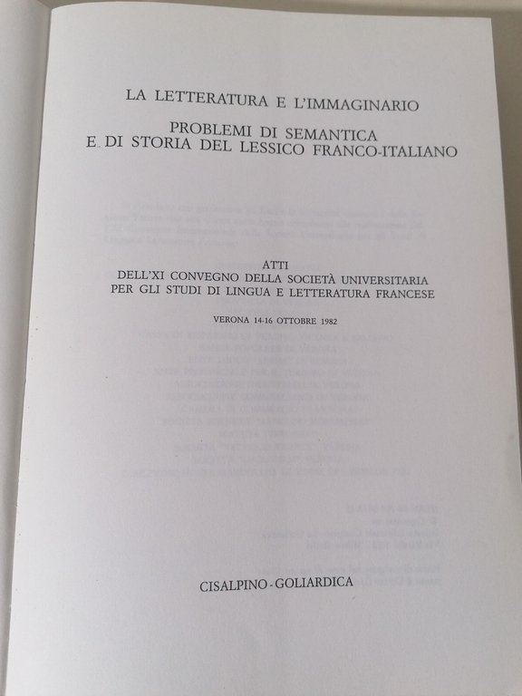 La Letteratura e l'immaginario. Problemi di semantica e storia del …