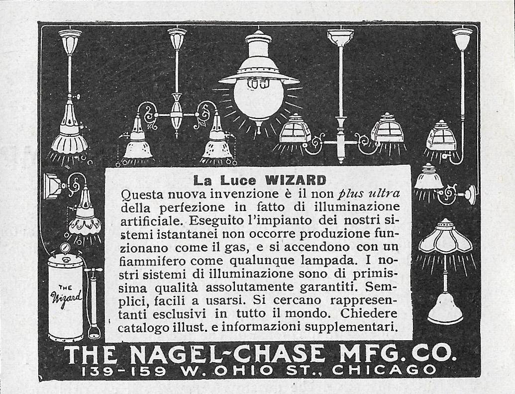 La Luce Wizard. The Nagel-Chase MFG. Chicago. Advertising 1912 | Immagine principale