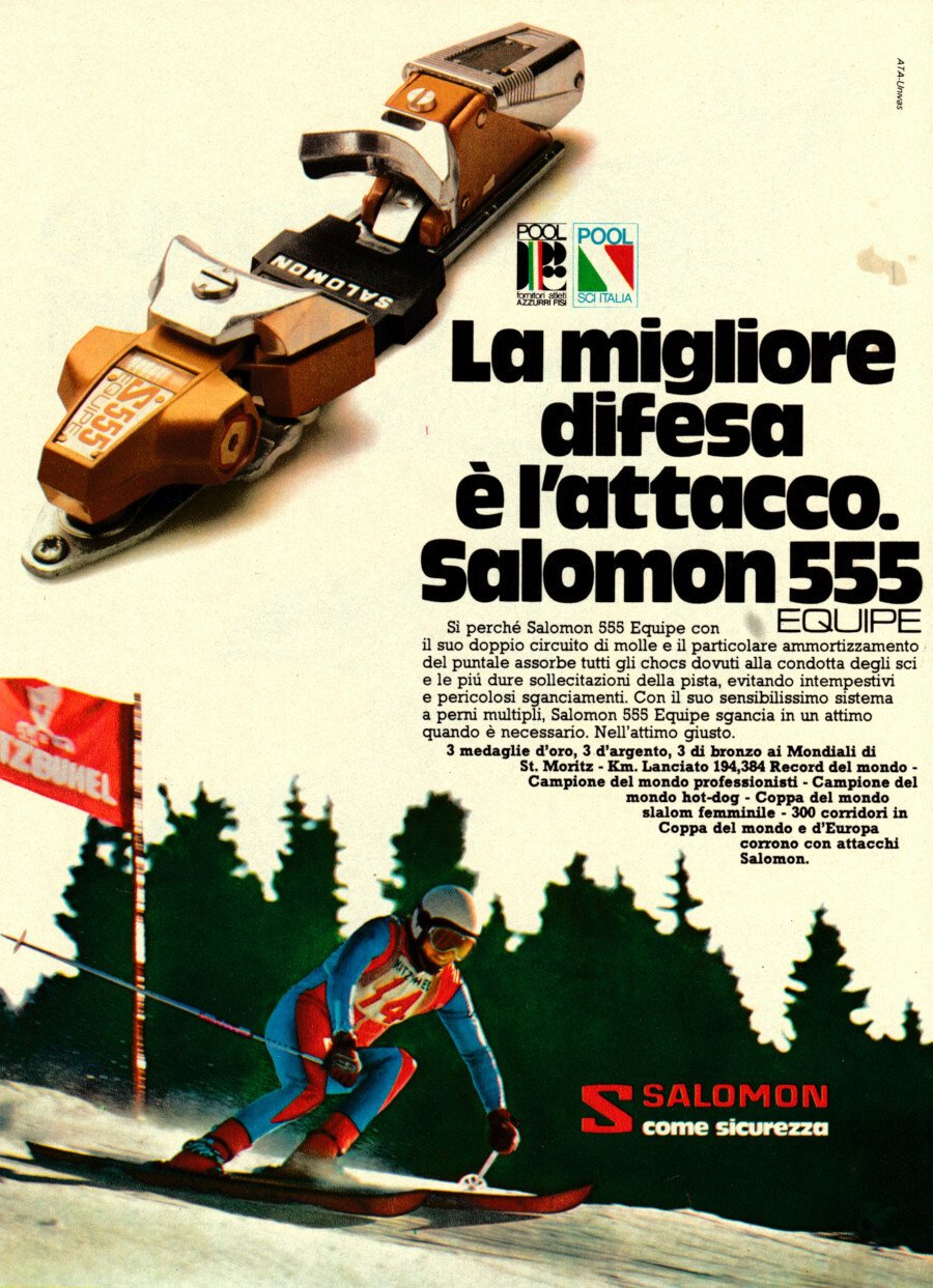 La miglior difesa è l'attacco Salomon 555 equipe. Advertising 1976 | Immagine principale