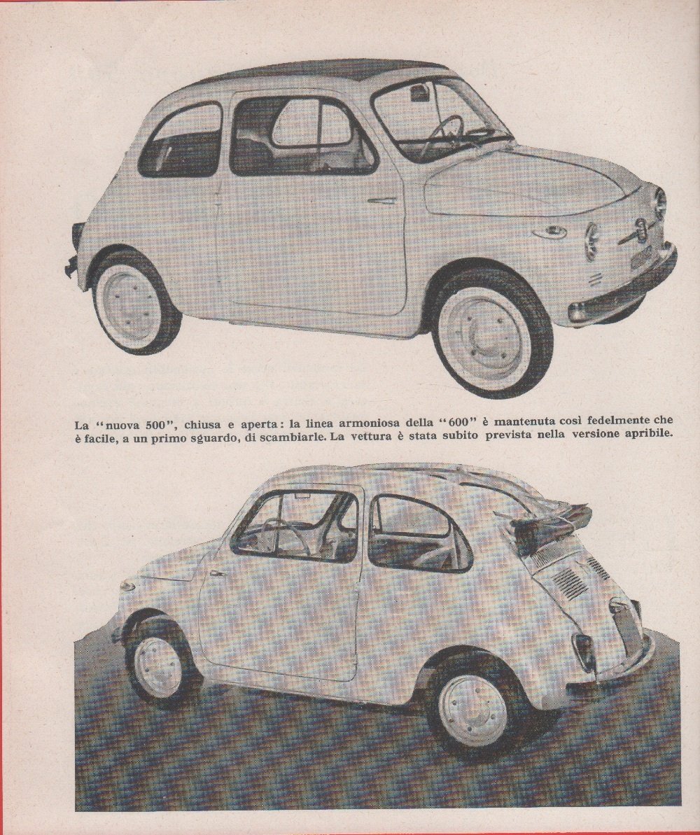 La nuova 500, chiusa e aperta. Immagine 1957 | Immagine principale