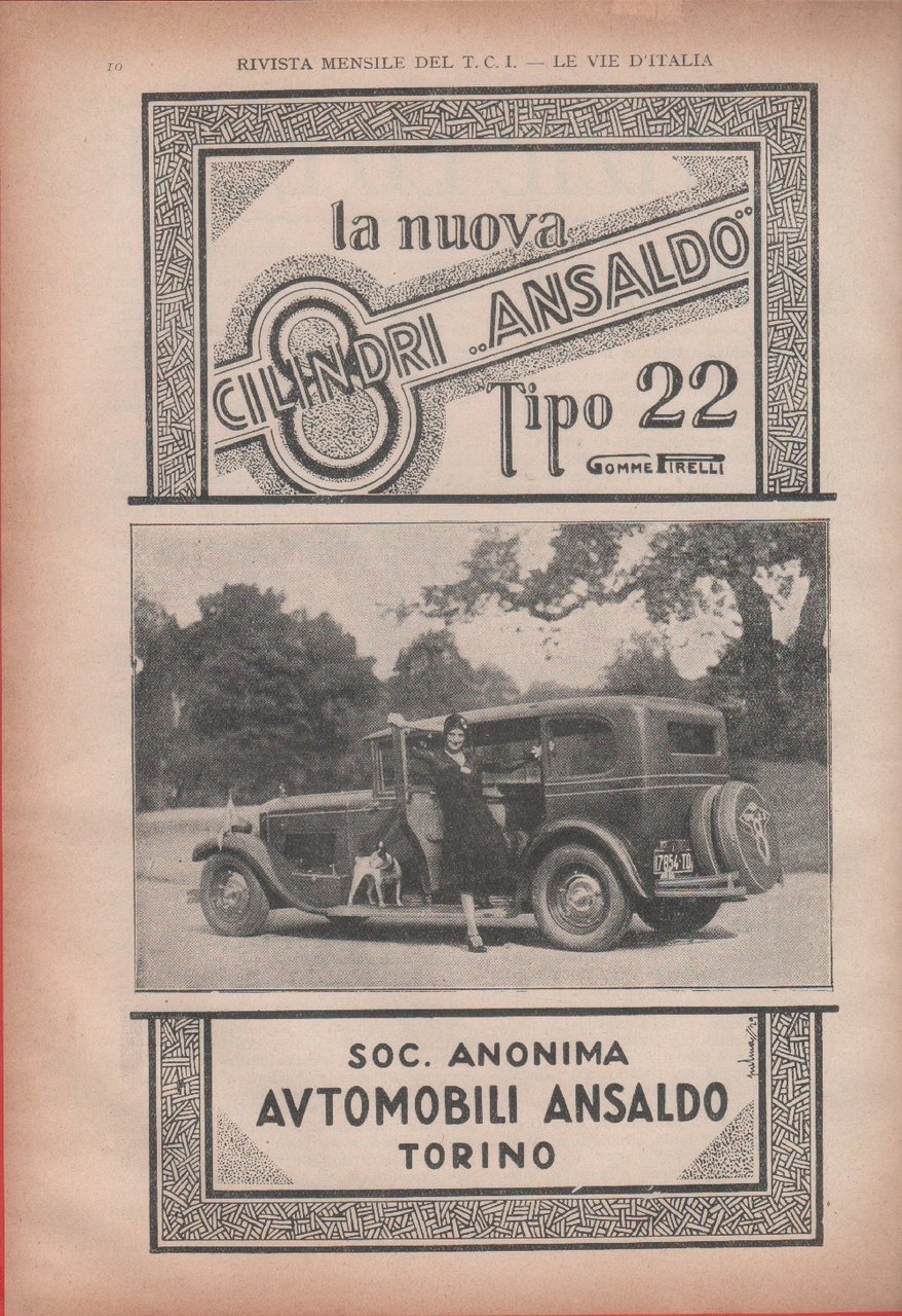 La nuova 8 cilindri Ansaldo tipo 22. Advertising 1930 | Immagine principale