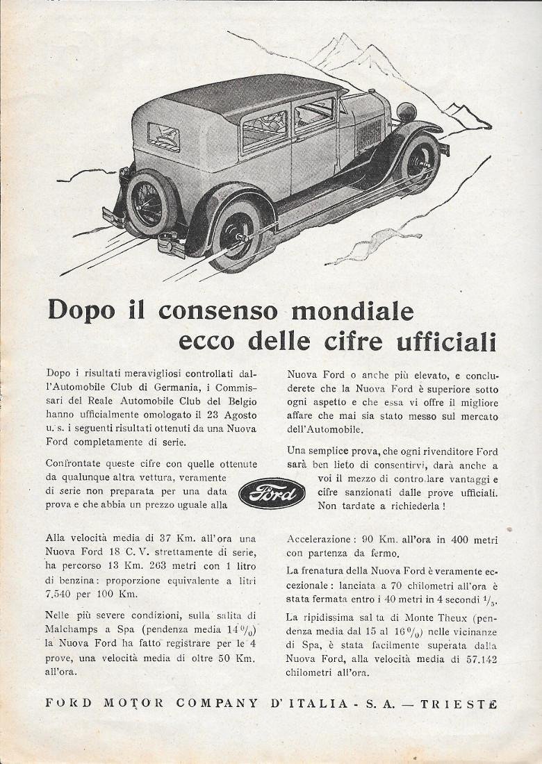 La Nuova Ford. Advertising 1928 | Immagine principale