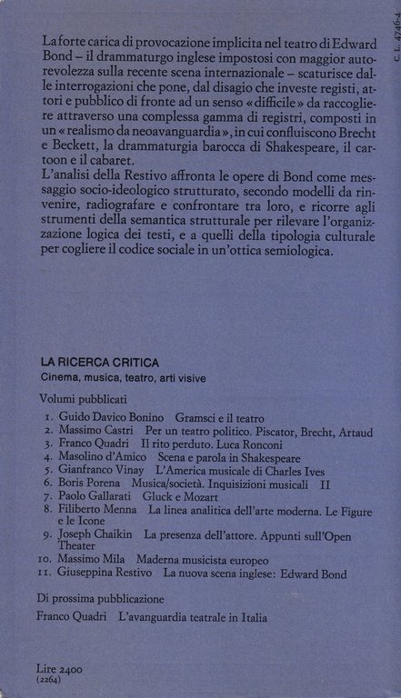 La Nuova Scena Inglese: Edward Bond