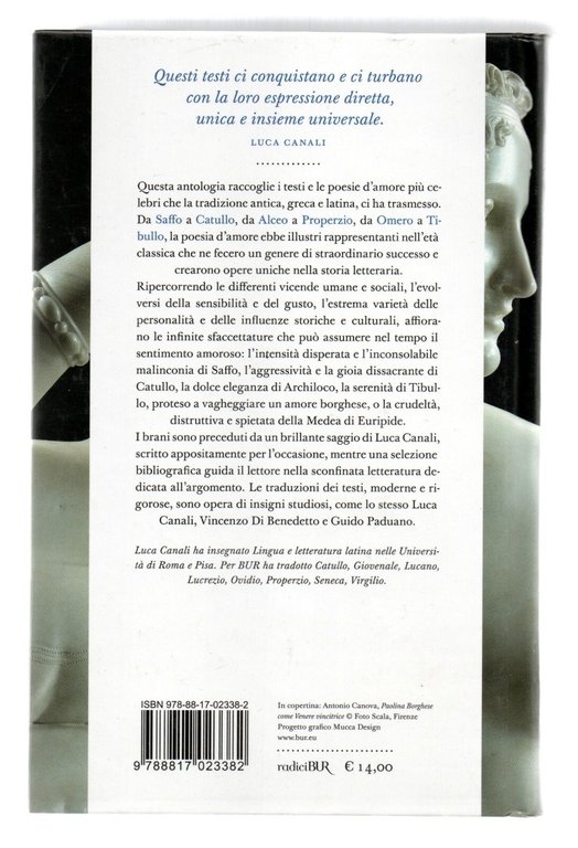 La Poesia d'Amore Antica Libro Antologia Luca Canali BUR Rilegato …