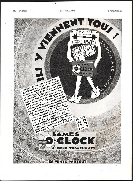 La reine des Cremes/Lames 7 O-Clock Advertising 1932 | Immagine Gallery 2