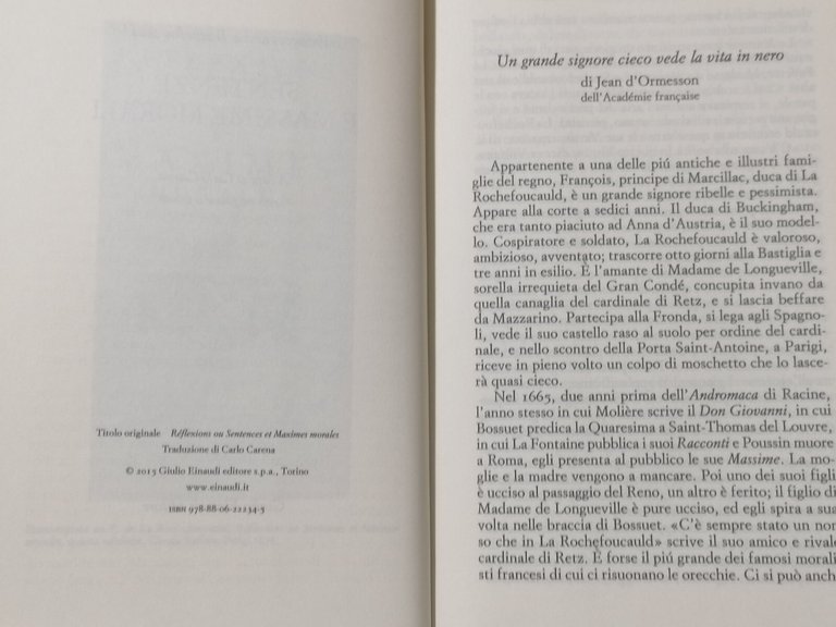 La Rochefoucauld Sentenze e Massime Morali Libro Einaudi Millenni 9788806222345