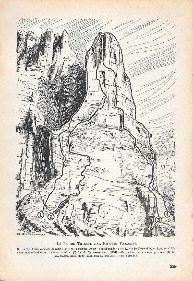 La Torre Trieste dal Rifugio Fazzoler. Stampa 1936 | Immagine principale