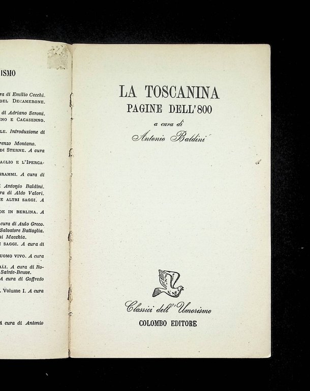 La Toscanina Pagine dell'800 Libro Antonio Baldini Colombo 1946 Umorismo