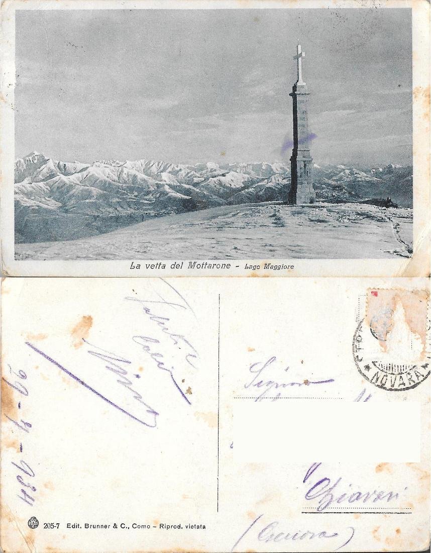 La vetta del Mottarone. Lago Maggiore. Viaggiata 1934 | Immagine principale