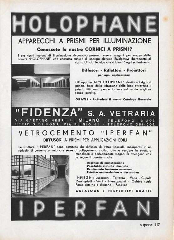 La Voce del Padrone / Fidenza S.A. Vetraria. Advertising 1939 | Immagine Gallery 2