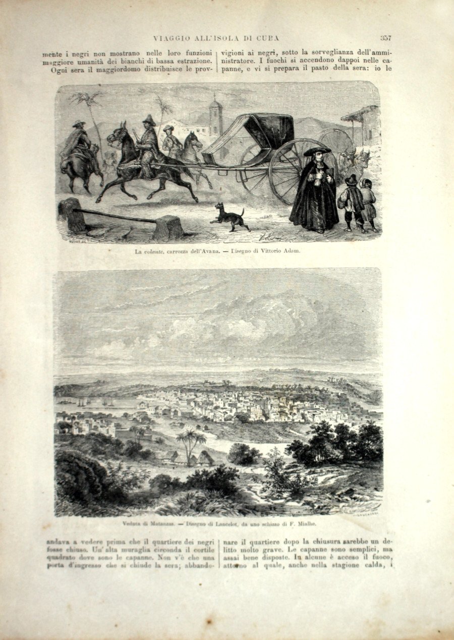 La volante, carrozza dell'Avana; Veduta di Matazas. Stampa 1864 | Immagine principale
