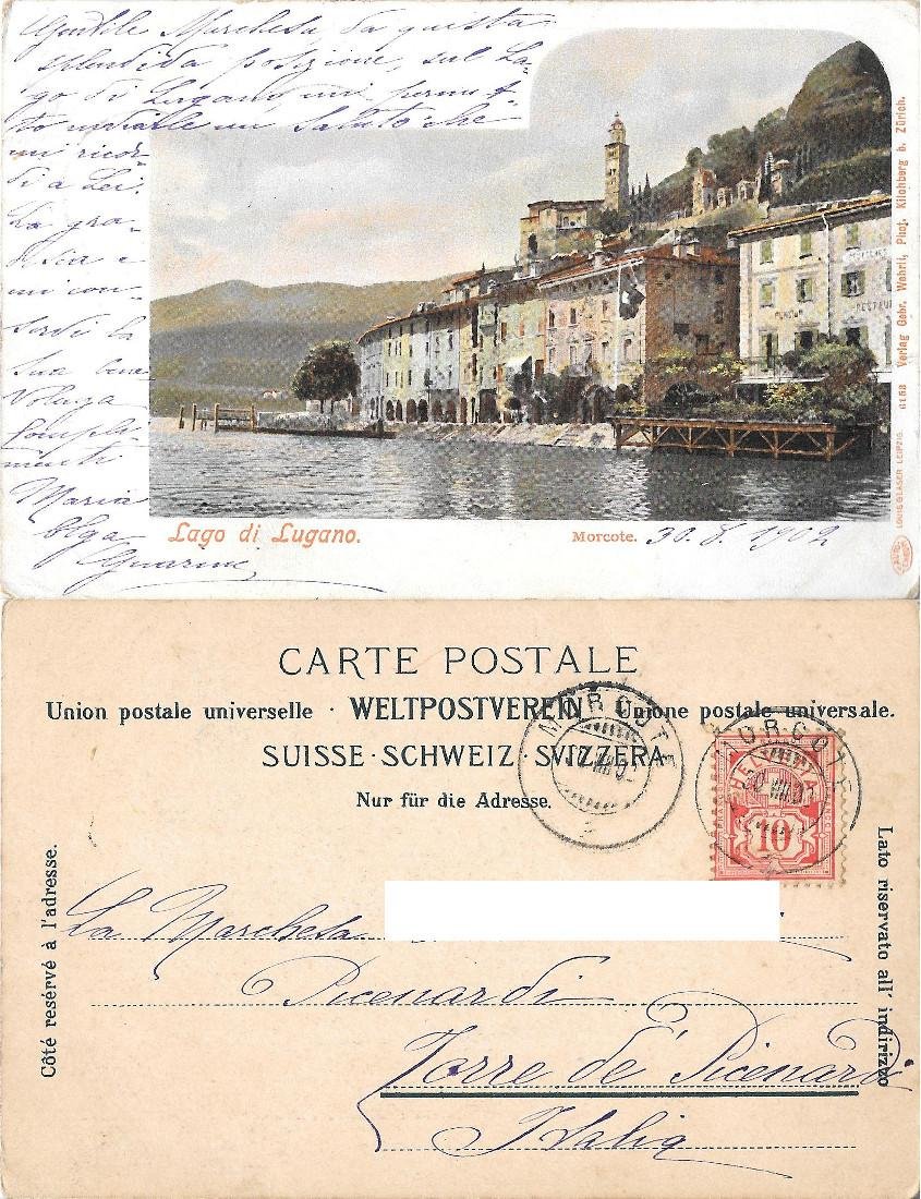 Lago di Lugano. Morcote. Viaggiata 1902 | Immagine principale