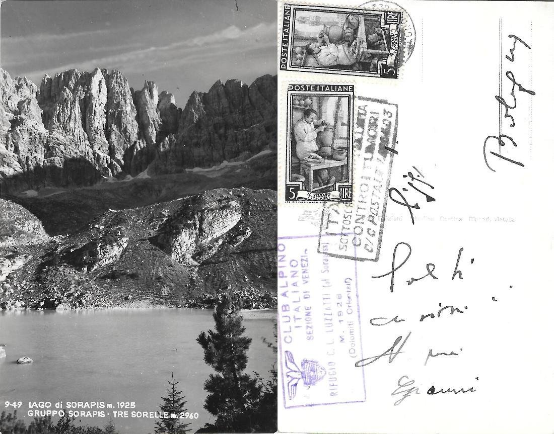 Lago di Sorapis. Gruppo Sorapis, Tre sorelle. Timbro rif. Luzzatti. … | Immagine principale