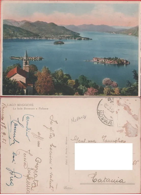 Lago Maggiore. Le Isole Borromeo e Pallanza. Viaggiata 1951