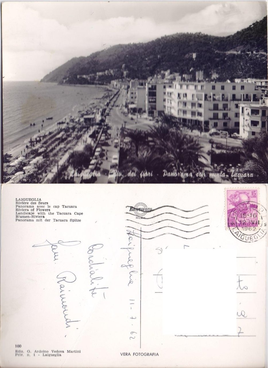 Laigueglia. Panorama con punta Tacuara. Viaggiata 1962 | Immagine principale