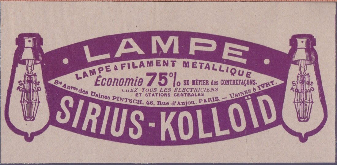 Lampe. Sirius-Kolloid. Advertising 1910 | Immagine principale