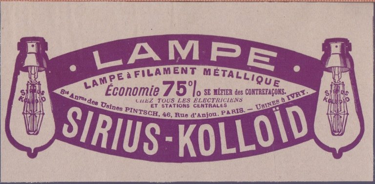 Lampe. Sirius-Kolloid. Advertising 1910 | Immagine Gallery 2