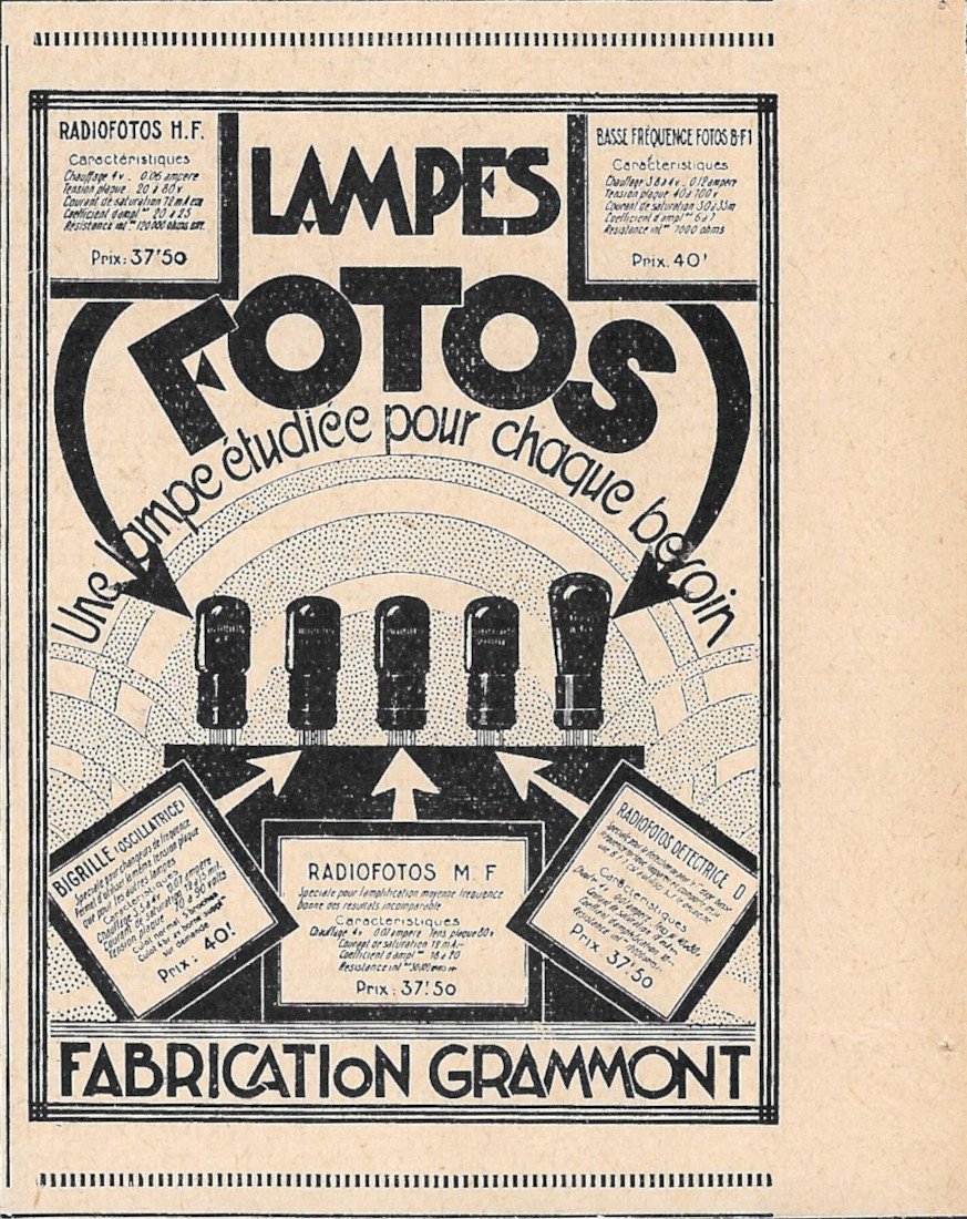 Lampes Fotos, fabrication Grammont- Advertising 1920 | Immagine principale