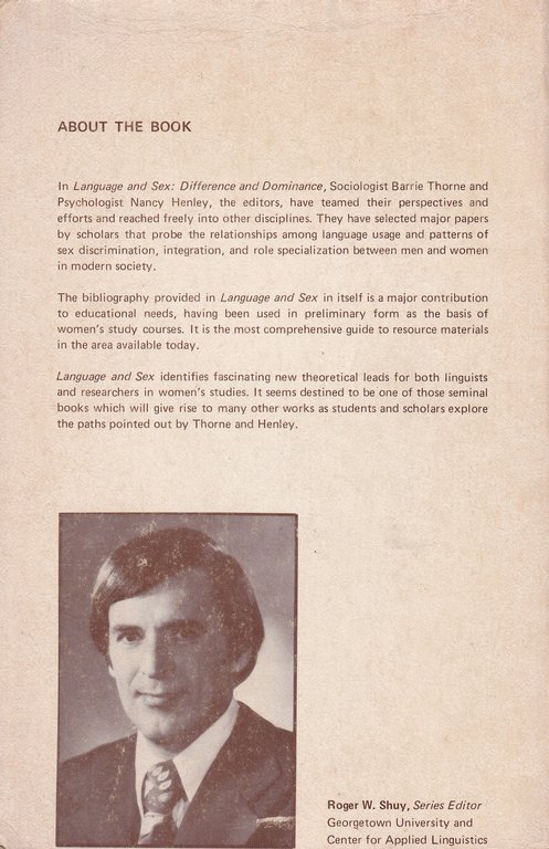 Language and sex. Difference and dominance