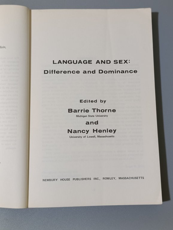 Language and sex. Difference and dominance