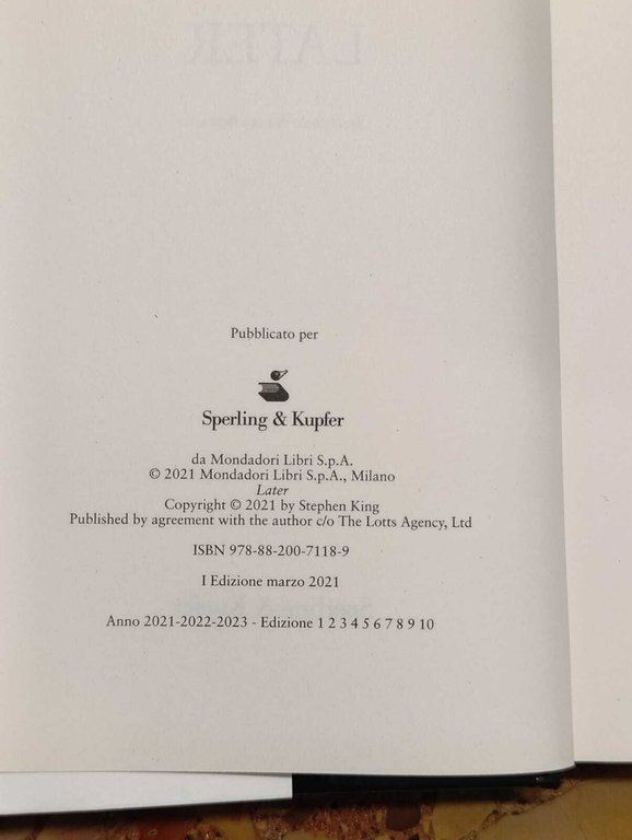 Later. Prima Edizione italiana | Immagine Gallery 9