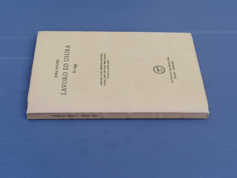 Lavoro Ed Usura Libro Ezra Pound Tre Saggi Pesce D'Oro …